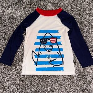 Cat & Jack Shark Patriotic Swim UV Shirt Size 3T Excellent Condition